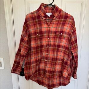 Old Navy Orange Flannel Boyfriend Shirt